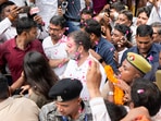 Congress leader Rahul Gandhi on his way to appear at a district court in connection with a defamation case, in Sultanpur on Friday (PTI Photo/Nand Kumar)(PTI) Congress leader Rahul Gandhi on his way to appear at a district court in connection with a defamation case, in Sultanpur on Friday (PTI Photo/Nand Kumar)(PTI)