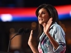 US former ambassador to the United Nations and South Carolina Governor Nikki Haley gestures as she speaks during the second day of the 2024 Republican National Convention at the Fiserv Forum in Milwaukee, Wisconsin, July 16, 2024.(Photo by Jim WATSON / AFP)(AFP) US former ambassador to the United Nations and South Carolina Governor Nikki Haley gestures as she speaks during the second day of the 2024 Republican National Convention at the Fiserv Forum in Milwaukee, Wisconsin, July 16, 2024.(Photo by Jim WATSON / AFP)(AFP)
