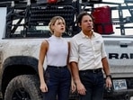 Actors Daisy Edgar-Jones and Anthony Ramos in a still from the movie Twisters