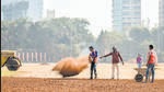 Mumbai, India - January 17, 2019: Laborers prepares flat surface for India's upcoming Republic Day celebrations in Shivaji Park in Mumbai, India, on Thursday, January 17, 2019. (Photo by Kunal Patil/Hindustan Times) (Kunal Patil/HT Photo) Mumbai, India - January 17, 2019: Laborers prepares flat surface for India's upcoming Republic Day celebrations in Shivaji Park in Mumbai, India, on Thursday, January 17, 2019. (Photo by Kunal Patil/Hindustan Times) (Kunal Patil/HT Photo)
