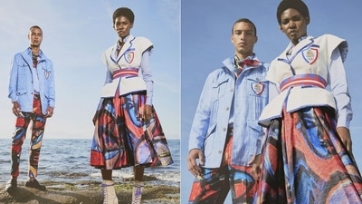 5. Team Haiti: Designer Stella Jean created Team Haiti’s uniforms for the 2024 Paris Olympics where the costumes featured artwork by Haitian painter Philippe Dodard, specifically his piece “Passage.” (Photo by Twitter/timecaptales) 5. Team Haiti: Designer Stella Jean created Team Haiti’s uniforms for the 2024 Paris Olympics where the costumes featured artwork by Haitian painter Philippe Dodard, specifically his piece “Passage.” (Photo by Twitter/timecaptales)