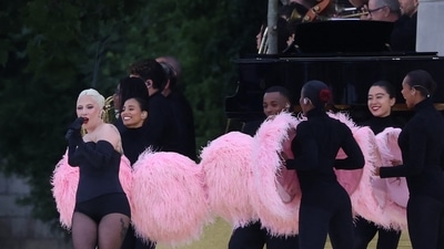 US' singer Lady Gaga sings at the Sully bridge area prior to the opening ceremony of the Paris 2024 Olympic Games in Paris on July 26, 2024. (Photo by Emmanuel DUNAND / AFP) (AFP) US' singer Lady Gaga sings at the Sully bridge area prior to the opening ceremony of the Paris 2024 Olympic Games in Paris on July 26, 2024. (Photo by Emmanuel DUNAND / AFP) (AFP)