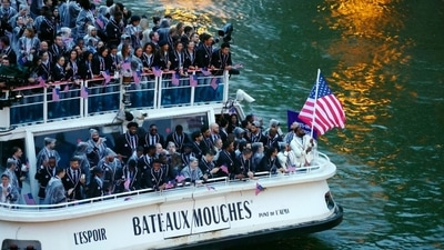 Team USA at the opening ceremony of Paris Olympics. (AP Image) Team USA at the opening ceremony of Paris Olympics. (AP Image)