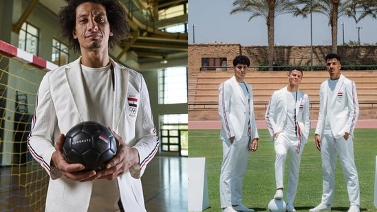 7. Team Egypt: The Egyptian menswear brand Concrete has gone for a classically chic approach, leaning on Italian art director Ettore Veronese for influence to design the team costume for Olympics 2024.(Photo by Twitter/timecaptales)