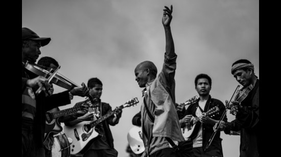 Khasi music group Ka Sur Na Nongkyndong, as photographed by Anurag Banerjee for the book The Songs of our People.