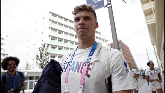 Leon Marchand of France in the Olympic village. (REUTERS)