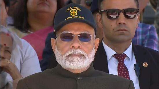 Prime Minister Narendra Modi at the Kargil War Memorial in Dras. (PTI)