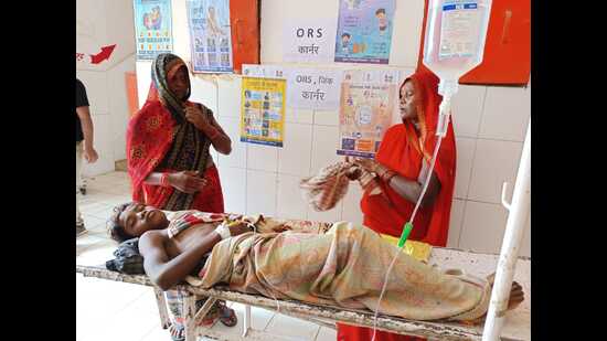 The injured boy receiving treatment at a hospital (HT Photo)