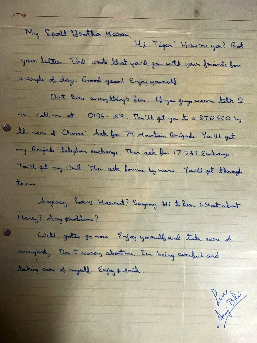 The last letter writen by Anuj Nayyar addressed to his brother, which the latter considers as his most precious memory till date. The last letter writen by Anuj Nayyar addressed to his brother, which the latter considers as his most precious memory till date.