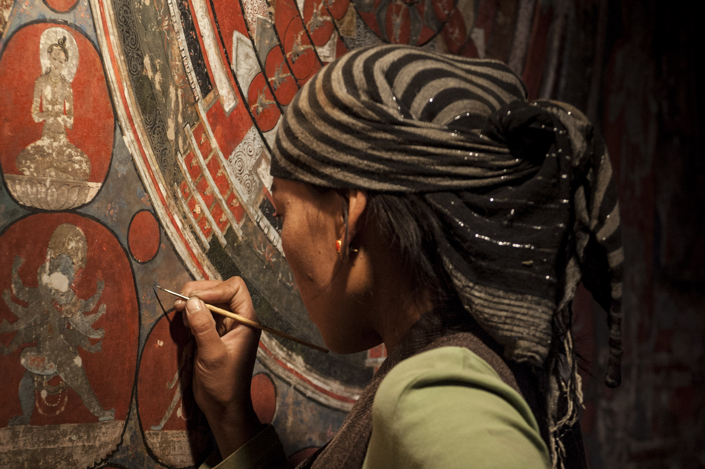 Karsang Choeten is one of the 30 women working on the monastery walls.