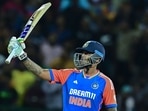 India's captain Suryakumar Yadav celebrates after scoring a half-century (50 runs) during the first Twenty20 international cricket match between Sri Lanka and India(AFP) India's captain Suryakumar Yadav celebrates after scoring a half-century (50 runs) during the first Twenty20 international cricket match between Sri Lanka and India(AFP)