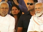 Prime Minister Narendra Modi with Bihar Chief Minister Nitish Kumar during a public meeting ahead of Lok Sabha elections, in Jamui, Thursday, April 4, 2024. (PTI Photo) Prime Minister Narendra Modi with Bihar Chief Minister Nitish Kumar during a public meeting ahead of Lok Sabha elections, in Jamui, Thursday, April 4, 2024. (PTI Photo)