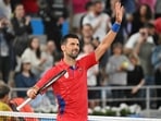 Serbia's Novak Djokovic reacts after his win over Australia's Matthew Ebden in their men's singles first round tennis match on Court Philippe-Chatrier Serbia's Novak Djokovic reacts after his win over Australia's Matthew Ebden in their men's singles first round tennis match on Court Philippe-Chatrier