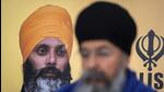 A photo of Hardeep Singh Nijjar is seen during a news conference providing an update from the Sikh community about Nijjar's homicide from June 18, 2023 in Canada’s Surrey, British Columbia. (AP) A photo of Hardeep Singh Nijjar is seen during a news conference providing an update from the Sikh community about Nijjar's homicide from June 18, 2023 in Canada’s Surrey, British Columbia. (AP)