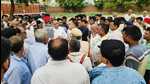 BJP MLA Vinod Bhayana escaped a bid on his life as an unidentified assailant pointed a gun at him but was unable to open fire when he along with truck union members went to a disputed land site on Tosham road at Hansi in Hisar district on Saturday morning. (HT Photo) BJP MLA Vinod Bhayana escaped a bid on his life as an unidentified assailant pointed a gun at him but was unable to open fire when he along with truck union members went to a disputed land site on Tosham road at Hansi in Hisar district on Saturday morning. (HT Photo)