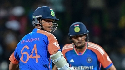 India were off to a flier with openers Shubman Gill and Yashasvi Jaiswal taking the bowlers to the sword in the powerplay. Jaiswal scored 40 in 21 balls and Gill smashed 34 in 16 as they put up a partnership of 74 runs in just 36 balls. (AFP) India were off to a flier with openers Shubman Gill and Yashasvi Jaiswal taking the bowlers to the sword in the powerplay. Jaiswal scored 40 in 21 balls and Gill smashed 34 in 16 as they put up a partnership of 74 runs in just 36 balls. (AFP)