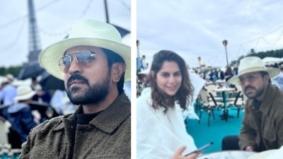 Ram Charan and Upasana attend Paris Olympics Ram Charan and Upasana attend Paris Olympics