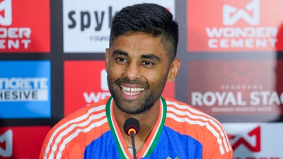Suryakumar Yadav addressed questions on beating Hardik Pandya to India T20I captaincy role (PTI) Suryakumar Yadav addressed questions on beating Hardik Pandya to India T20I captaincy role (PTI)