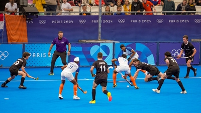After conceding the second goal, India fought hard in the final minutes to break the shackles which they eventually did through a penalty stroke which was converted by Harmanpreet Singh. (PTI) After conceding the second goal, India fought hard in the final minutes to break the shackles which they eventually did through a penalty stroke which was converted by Harmanpreet Singh. (PTI)