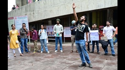 PU is seeking an interim injunction to immediately restrain SFS and its members from continuing their protests near the university’s key administrative buildings. (HT File) PU is seeking an interim injunction to immediately restrain SFS and its members from continuing their protests near the university’s key administrative buildings. (HT File)