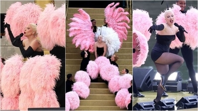 Lady Gaga's dazzling black Dior ensemble and captivating performance steal the show at the 2024 Olympics. (Instagram) Lady Gaga's dazzling black Dior ensemble and captivating performance steal the show at the 2024 Olympics. (Instagram)