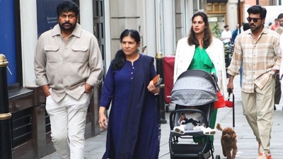 Ram Charan and Upasana, along with their daughter Klin Kaara, and Ram's parents, Chiranjeevi and Surekha, were seen taking a walk with their pet, Rhyme, on the streets of Paris. Klin Kaara was born on June 20, 2023. Ram and Upasana got married on June 12, 2012, and the couple often shares their affectionate moments through reels and pictures on their social media. 