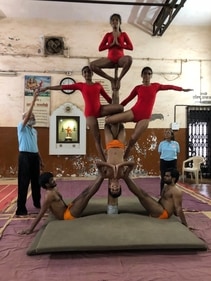 The mallakhamb performers display their teamwork and camaraderie (Kiran Mehta) The mallakhamb performers display their teamwork and camaraderie (Kiran Mehta)