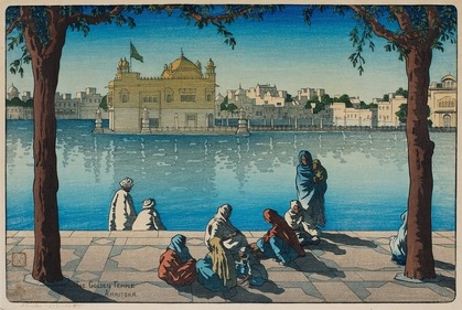 The Golden Temple, Amritsar by Charles William Bartlett-Kokka woodblock print on paper, c. 1919 (Delhi Art Gallery) The Golden Temple, Amritsar by Charles William Bartlett-Kokka woodblock print on paper, c. 1919 (Delhi Art Gallery)