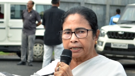 West Bengal Chief Minister Mamata Banerjee addresses the media as she arrives at NSCBI Airport after attending the NITI Aayog meeting, in Kolkata on Saturday. (ANI)