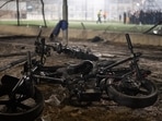 Bicycles sit next to the area that was hit by a rocket that killed multiple children and teenagers at a soccer field in the Druze town of Majdal Shams, in the Israeli-annexed Golan Heights, Saturday, July 27, 2024. (AP Photo/Leo Correa) Bicycles sit next to the area that was hit by a rocket that killed multiple children and teenagers at a soccer field in the Druze town of Majdal Shams, in the Israeli-annexed Golan Heights, Saturday, July 27, 2024. (AP Photo/Leo Correa)