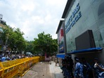 Security personnel stand guard near a UPSC exam coaching centre after three civil services aspirants died when the basement of the coaching centre was flooded by rainwater, (PTI)(PTI) Security personnel stand guard near a UPSC exam coaching centre after three civil services aspirants died when the basement of the coaching centre was flooded by rainwater, (PTI)(PTI)