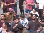 Students protesting outside the coaching centre on Sunday morning (ANI) Students protesting outside the coaching centre on Sunday morning (ANI)