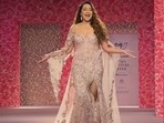 Sonakshi wore a shimmery blush pink gown at an event. Sonakshi wore a shimmery blush pink gown at an event.