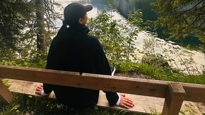 Katrina Kaif had earlier shared her photo dressed in all black, seated on a bench on the side of a lake and enjoying the view of the mountains. Katrina Kaif had earlier shared her photo dressed in all black, seated on a bench on the side of a lake and enjoying the view of the mountains.