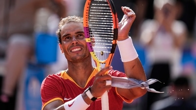 Rafael Nadal of Spain celebrates his victory over Marton Fucsovics of Hungary during the men's singles tennis competition (AP)