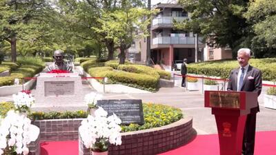 External affairs minister S Jaishankar speaks during the unveiling of Mahatma Gandhi’s bust in Tokyo on Sunday. (PTI) External affairs minister S Jaishankar speaks during the unveiling of Mahatma Gandhi’s bust in Tokyo on Sunday. (PTI)