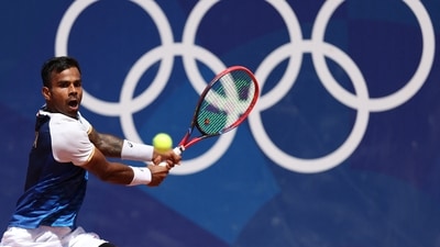 Sumit Nagal lost 2-6, 6-2, 5-7 to Corentin Moutet of France in his 1st round match (REUTERS)