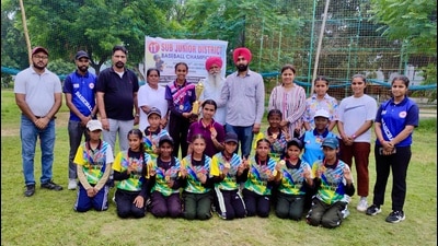 Players in action during the 11th sub junior district baseball championship in Ludhiana. (HT Photo) Players in action during the 11th sub junior district baseball championship in Ludhiana. (HT Photo)