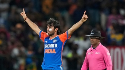 The Indians were largely in control throughout the Sri Lankan innings and the hosts lost as many as seven wickets for just 30 runs in the last five overs. Ravi Bishnoi was the pick of the Indian bowlers with figures of 3/26, for which he won player of the match. (AP) The Indians were largely in control throughout the Sri Lankan innings and the hosts lost as many as seven wickets for just 30 runs in the last five overs. Ravi Bishnoi was the pick of the Indian bowlers with figures of 3/26, for which he won player of the match. (AP)
