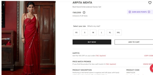 Nysa Devgan's saree is from the designer Arpita Mehta and costs ₹165,000. (www.perniaspopupshop.com) Nysa Devgan's saree is from the designer Arpita Mehta and costs ₹165,000. (www.perniaspopupshop.com)