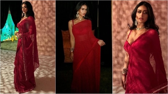 Nysa Devgan turns heads in red Arpita Mehta saree worth 1.65 lakh, fans say ‘perfect mix of Kajol and Ajay Devgan’