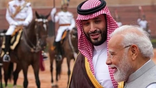 Saudi Arabia's Crown Prince Mohammed bin Salman talks with Prime Minister Narendra Modi (AP)