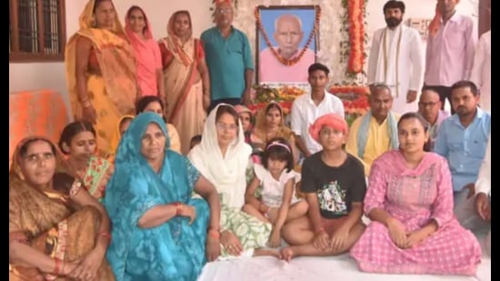 Family picture of Shreya Yadav (sitting in front row in pink salwar suit) in a family programme at her village in Ambedkarnagar (Sourced)