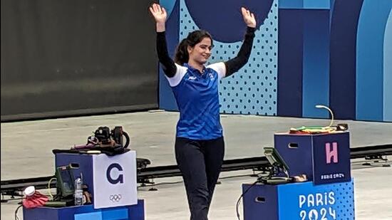 Shooter Manu Bhaker won India’s first medal, a bronze, at the 2024 Paris Olympics. (HT Photo)