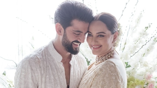 Sonakshi Sinha shared that she wore her mother's saree and jewelry for her wedding to Zaheer Iqbal.(Instagram)