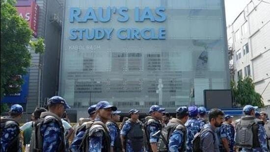 The incident took place at Rau’s IAS study circle located in Old Rajinder Nagar, central Delhi, on Saturday (PTI Photo)