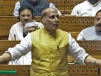 Defence minister Rajnath Singh speaks in the Lok Sabha during the Monsoon Session of Parliament.(ANI) Defence minister Rajnath Singh speaks in the Lok Sabha during the Monsoon Session of Parliament.(ANI)