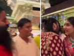 Baba Ramdev and Balkrishna with Radhika Merchant and Anant Ambani at their wedding festivities. (Instagram/ambani_update) Baba Ramdev and Balkrishna with Radhika Merchant and Anant Ambani at their wedding festivities. (Instagram/ambani_update)