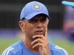 India's head coach Rahul Dravid waits at the presentation ceremony after defeating South Africa in the ICC Men's T20 World Cup final India's head coach Rahul Dravid waits at the presentation ceremony after defeating South Africa in the ICC Men's T20 World Cup final