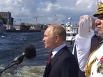 Russian president Vladimir Putin reviews naval parade(RT India) Russian president Vladimir Putin reviews naval parade(RT India)